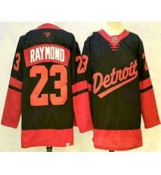 Men's Detroit Red Wings #23 Lucas Raymond Black 2025 Stadium Series Stitched Jersey