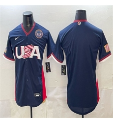 Men's USA Baseball Blank Navy 2026 World Baseball Classic United States 250th Anniversary Road Stadium Stitched Jersey
