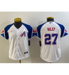Youth Atlanta Braves Blank White 2023 City Connect Cool Base Stitched Jersey