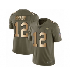 Youth Tampa Bay Buccaneers #12 Tom Brady Olive Gold Limited 2017 Salute To Service Jersey