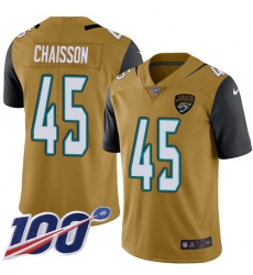 Men's Jacksonville Jaguars #45 K'Lavon Chaisson Gold Stitched NFL Limited Rush 100th Season Jersey
