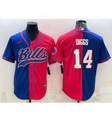 Men's Buffalo Bills #14 Stefon Diggs Blue Red Two Tone With Patch Cool Base Stitched Baseball Jersey