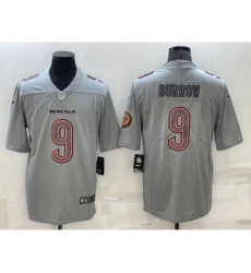 Men's Cincinnati Bengals #9 Joe Burrow LOGO Grey Atmosphere Fashion 2022 Vapor Untouchable Stitched Limited Jersey Men's Cincinnati Bengals #9 Joe Burrow LOGO Grey Atmosphere Fashion 2022 Vapor Untouchable Stitched Limited Jersey