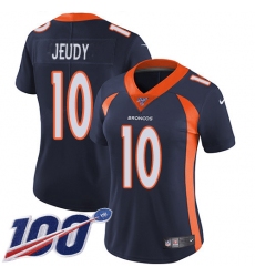 Women's Denver Broncos #10 Jerry Jeudy Navy Blue Alternate Stitched 100th Season Vapor Untouchable Limited Jersey