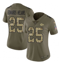 Women's Kansas City Chiefs #25 Clyde Edwards-Helaire Olive Camo Stitched Limited 2017 Salute To Service Jersey