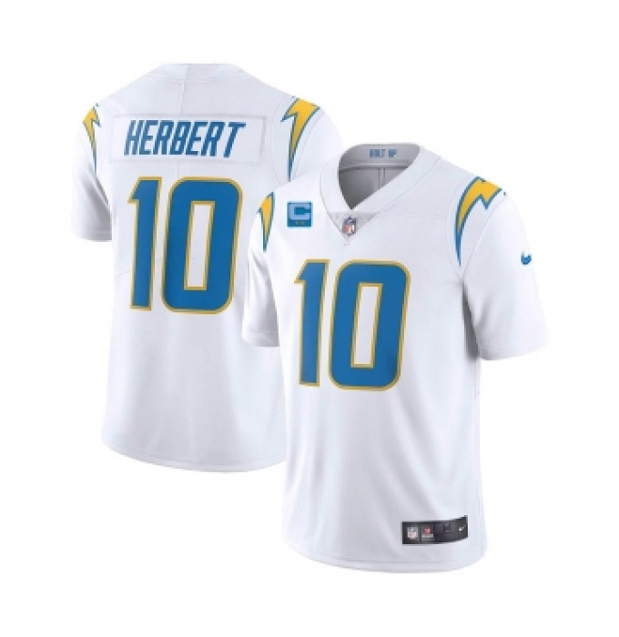 Men's Los Angeles Chargers 2022 #10 Justin Herbert White With 2-star C Patch Vapor Untouchable Limited Stitched Jersey