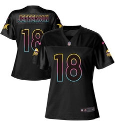 Women's Minnesota Vikings #18 Justin Jefferson Black NFL Fashion Game Jersey Women's Minnesota Vikings #18 Justin Jefferson Black NFL Fashion Game Jersey