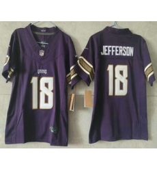 Women's Minnesota Vikings #18 Justin Jefferson Purple 2026 FUSE Rivalries Collection Limited Stitched Jersey