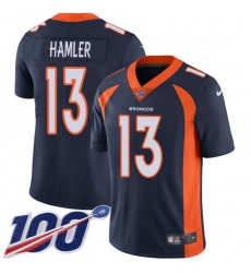 Youth Denver Broncos #13 KJ Hamler Navy Blue Alternate Stitched 100th Season Vapor Untouchable Limited Jersey
