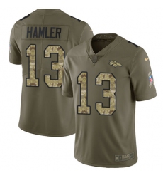Youth Denver Broncos #13 KJ Hamler Olive Camo Stitched Limited 2017 Salute To Service Jersey