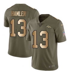 Youth Denver Broncos #13 KJ Hamler Olive Gold Stitched Limited 2017 Salute To Service Jersey