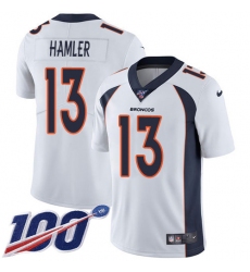 Youth Denver Broncos #13 KJ Hamler White Stitched 100th Season Vapor Untouchable Limited Jersey