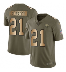 Youth Jacksonville Jaguars #21 C.J. Henderson OliveGold Stitched Limited 2017 Salute To Service Jersey