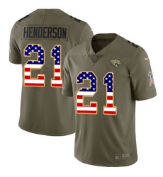 Youth Jacksonville Jaguars #21 C.J. Henderson OliveUSA Flag Stitched Limited 2017 Salute To Service Jersey