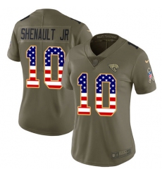 Women's Jacksonville Jaguars #10 Laviska Shenault Jr. Olive USA Flag Stitched Limited 2017 Salute To Service Jersey