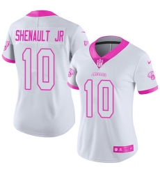 Women's Jacksonville Jaguars #10 Laviska Shenault Jr. White Pink Stitched Limited Rush Fashion Jersey