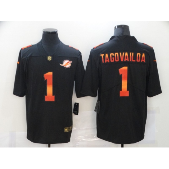 Men's Miami Dolphins #1 Tua Tagovailoa Black colorful Nike Limited Jersey