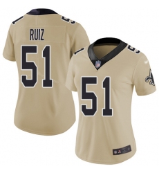 Women's New Orleans Saints #51 Cesar Ruiz Gold Stitched NFL Limited Inverted Legend Jersey