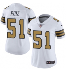 Women's New Orleans Saints #51 Cesar Ruiz White Stitched NFL Limited Rush Jersey