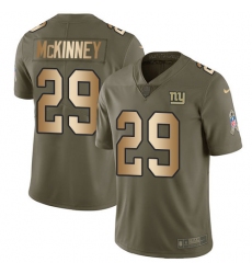 Youth New York Giants #29 Xavier McKinney Olive Gold Stitched Limited 2017 Salute To Service Jersey