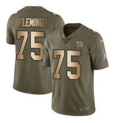 Nike New York Giants #75 Cameron Fleming Olive Gold Men's Stitched NFL Limited 2017 Salute To Service Jersey