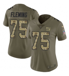 Women's New York Giants #75 Cameron Fleming Olive Camo Stitched Limited 2017 Salute To Service Jersey