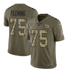 Youth New York Giants #75 Cameron Fleming Olive Camo Stitched Limited 2017 Salute To Service Jersey