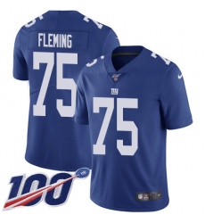Youth New York Giants #75 Cameron Fleming Royal Blue Team Color Stitched 100th Season Vapor Untouchable Limited Jersey