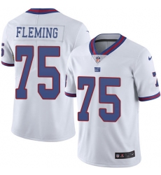 Youth New York Giants #75 Cameron Fleming White Stitched Limited Rush Jersey