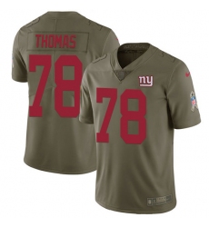 Men's New York Giants #78 Andrew Thomas Olive Stitched NFL Limited 2017 Salute To Service Jersey