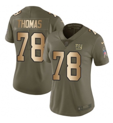 Women's New York Giants #78 Andrew Thomas Olive Gold Stitched NFL Limited 2017 Salute To Service Jersey