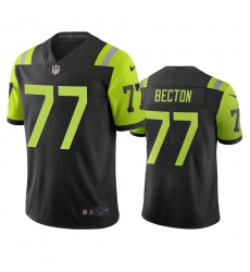 Men's New York Jets #77 Mekhi Becton Black Green City Edition Vapor Limited Jersey