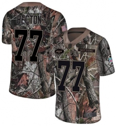 Men's New York Jets #77 Mekhi Becton Camo Stitched Limited Rush Realtree Jersey