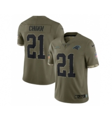 Men's Carolina Panthers #21 Jeremy Chinn 2022 Olive Salute To Service Limited Stitched Jersey