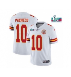 Men’s Kansas City Chiefs #10 Isiah Pacheco White Super Bowl LVII Patch Vapor Untouchable Limited Stitched Jersey