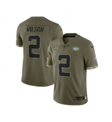 Men's New York Jets #2 Zach Wilson 2022 Olive Salute To Service Limited Stitched Jersey