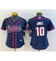 Women's New England Patriots #10 Mac Jones Navy With Patch Cool Base Stitched Baseball Jersey Women's New England Patriots #10 Mac Jones Navy With Patch Cool Base Stitched Baseball Jersey