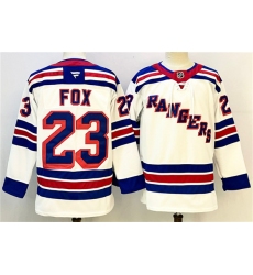 Men's New York Rangers #23 Adam Fox White 2024-25 Away Stitched Hockey Jersey