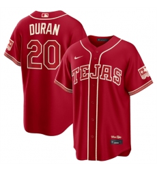 Men's Texas Rangers #20 Ezequiel Durán Red 2026 City Connect Stadium Stitched Baseball Jersey