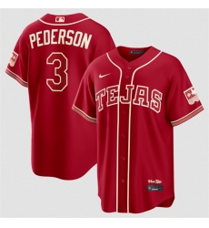 Men's Texas Rangers #3 Joc Pederson Red 2026 City Connect Stadium Stitched Baseball Jersey