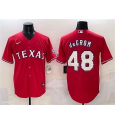 Men's Texas Rangers #48 Jacob deGrom Red With Cool Base Stitched Baseball Jersey