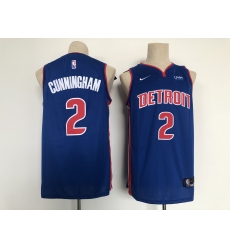 Men's Detroit Pistons #2 Cade Cunningham Blue 2021 Draft First Round Jersey