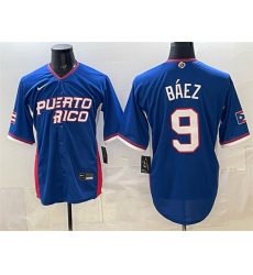 Men's Puerto Rico Baseball #9 Javier Báez Royal 2026 World Baseball Classic Road Stadium Stitched Jersey