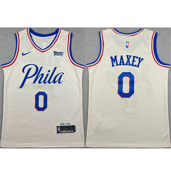 Men's Philadelphia 76ers #0 Tyrese Maxey Cream City Edition Swingman Stitched Jersey