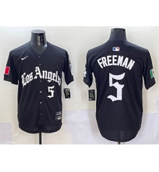 Men's Los Angeles Dodgers #5 Freddie Freeman Black Mexico 2025 LA Gothic Style With Fernando Vapor Premier Limited Stitched Baseball Jersey