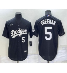Men's Los Angeles Dodgers #5 Freddie Freeman Number Black Turn Back The Clock Stitched Cool Base Jersey
