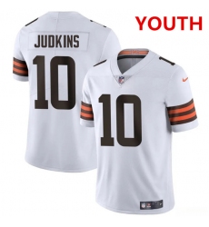 Youth Cleveland Browns #10 Quinshon Judkins White 2025 Vapor Limited Football Stitched Jersey
