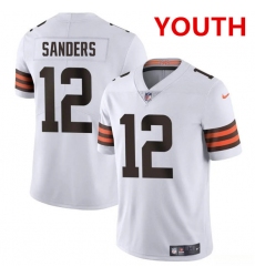 Youth Cleveland Browns #12 Shedeur Sanders White 2025 Vapor Limited Football Stitched Jersey
