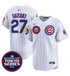 Men's Chicago Cubs #27 Seiya Suzuki White 2025 Tokyo Series Limited Stitched Baseball Jersey