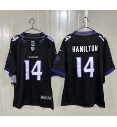 Men's Baltimore Ravens #14 Kyle Hamilton Black 2026 Alternate Vapor Limited Football Stitched Jersey Men's Baltimore Ravens #14 Kyle Hamilton Black 2026 Alternate Vapor Limited Football Stitched Jersey